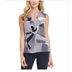 DKNY Printed Twisted Top Classic Navy/White (XL) NWT